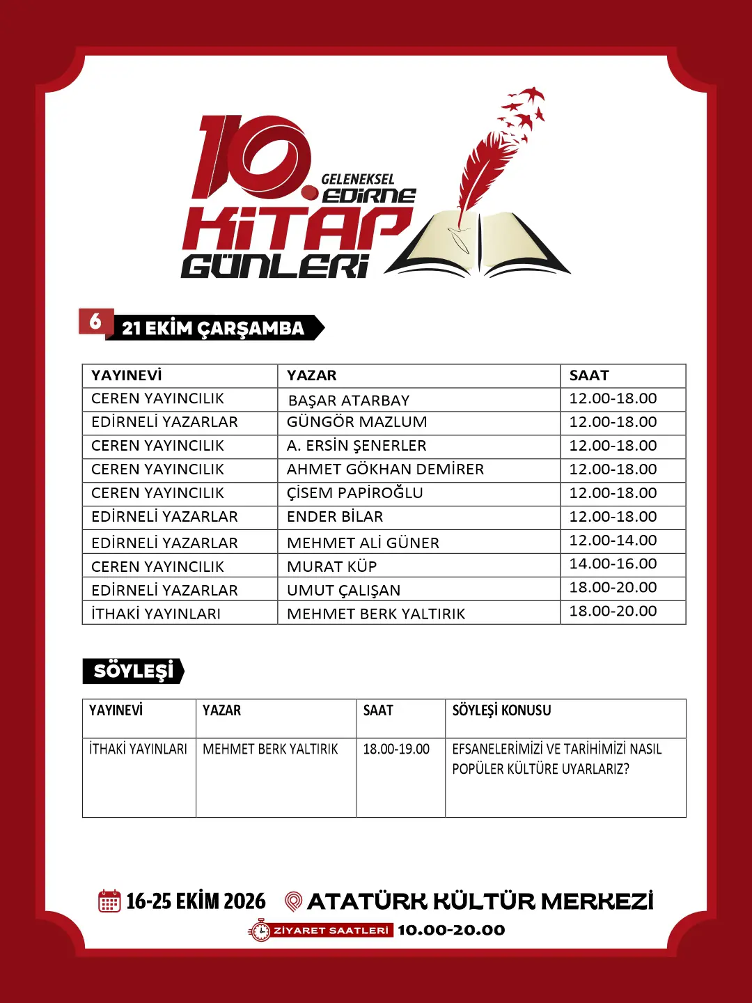 10. GELENEKSEL EDİRNE KİTAP GÜNLERİ’NİN PROGRAMI AÇIKLANDI galeri görseli